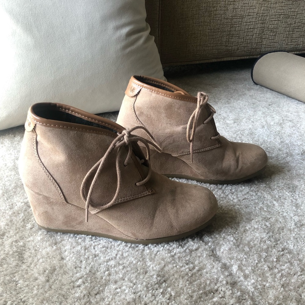 Mad Love Tan Wedge Booties